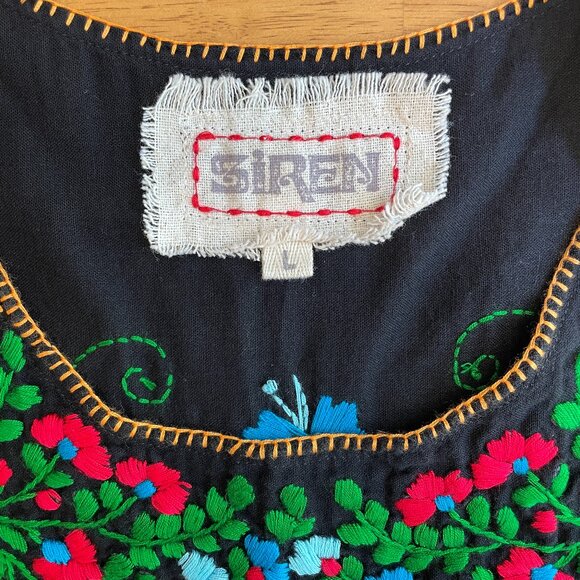 NWOT Size Large Siren La Sirena hand-embroidered Mexican style peasant top - Picture 4 of 10
